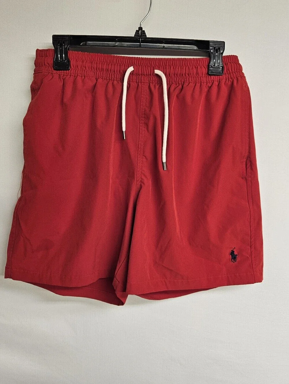 Polo Ralph Lauren Red Lined Swim Shorts Adjustable Waist Mens Size Medium $89